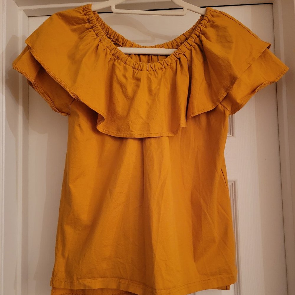 SENSE OF PLACE Cotton Top, Mustard Yellow, Size Free (Japanese)/S-M (US)